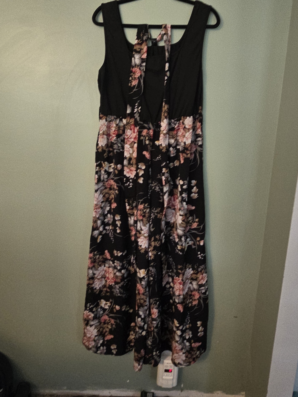 5SHEIN Black Jumpsuit with Pink and Cream Floral Skirt